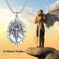 wholesale 925 Sterling Silver Saint Michael Medal Necklace Protection  for Men/Women-0-5