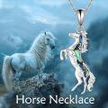 wholesale 925 Sterling Silver Abalone Shell Horse Pendant Necklace for Women Horse Lovers -0-5