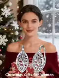 TOUPOP Sterling Silver Filigree Dangle Drop Earrings Jewelry Birthday Christmas Gifts For Women-0-5