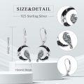wholesale 925 Sterling Silver Raven Crescent Moon Drop Earrings-0-1