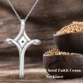 wholesale 925 Sterling Silver Cross with Mustard Seed Charm Pendant Necklace for Women Christian s-0-5