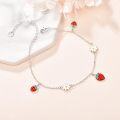 wholesale 925 Sterling Silver Daisy & Strawberry Charm Bracelet for Women Girls Fun Gift Jewelry-0-1