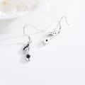 wholesale 925 Sterling Silver Musical Note Black Crystal Dangle Earrings Gift for Librarians and Music Lovers-0-2