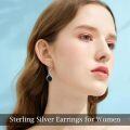 wholesale Sterling Silver Natural Gemstone Vintage Irish Celtic Teardrop Dangle Earrings-0-37