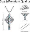 wholesale 925 Sterling Silver Celtic Cross with Tree of Life and Abalone Shell Inlay Pendant Necklace for Men & Women-0-5