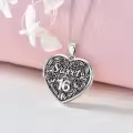 TOUPOP Sterling Silver & Crystal Sweet 16 Birthday Photo Locket Necklace-0-4