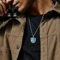 wholesale 925 Sterling Silver Phoenix Turquoise Shield Necklace for Women and Men-0-5