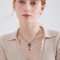 wholesale Gothic 925 Sterling Silver Red Garnet Spider Pendant Necklace for Women-0-1
