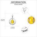 wholesale 925 Sterling Silver Yellow Enamel Softball Infinity Pendant Necklace Gift for Women Girls-0-3