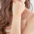 wholesale 14k Gold Five Pearl Dainty Adjustable Chain Bracelet For Women-0-5