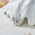 wholesale  925 Sterling Silver White Opal & Zircon July Birthstone Pendant Necklace with Sun Moon Stars Compass Design-0-1