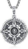 wholesale 925 Sterling Silver Compass Letter Pendant Necklace  with 24+2 Rolo Chain-0-0