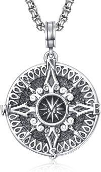 wholesale 925 Sterling Silver Compass Letter Pendant Necklace  with 24+2 Rolo Chain-M Initial