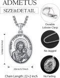 wholesale 925 Sterling Silver St Joseph Protect Us Pendant Necklace for Men with Cross and 3+2 Extender Chain-0-1