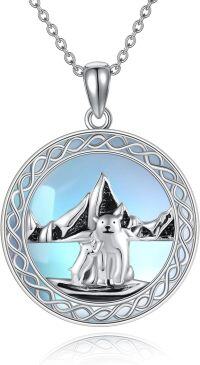 wholesale 925 Sterling Silver Polar Bear Pendant with Mountain Scene Necklace for Women-Bear
