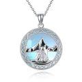 wholesale 925 Sterling Silver Polar Bear Mother Cub Mountain Pendant Necklace Platinum Plated-0-0