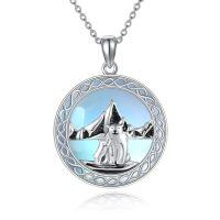 wholesale 925 Sterling Silver Polar Bear Pendant Necklace Wholesale With Mountain Design-Bear