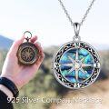 wholesale 925 Sterling Silver Abalone Shell Triple Moon Goddess Locket Pendant Necklace for Men & Women Norse Viking Pagan  47cm Chain Length-0-4