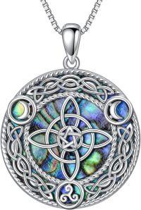 wholesale 925 Sterling Silver Celtic Knot Abalone Shell Amulet Protection Choker Necklaces for Women Girls Gifts-01-Witch Knot