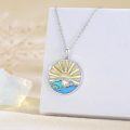 wholesale 925 Sterling Silver Blue Opal Ocean Wave Pendant Necklace Sea Sun s for Her-0-1