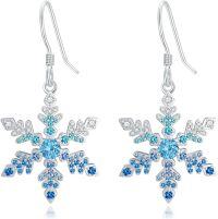 wholesale Christmas Gifts For Women Snowflake Earrings For Women Sterling Silver Snowflake Hook Dangle Earring Winter Snowflake Jewelry For Christmas Xmas Holiday New Year Gifts -undefined