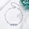 wholesale 925 Sterling Silver Heart-Shaped Blue Flowers Charm Bracelet Jewelry for Women-0-3