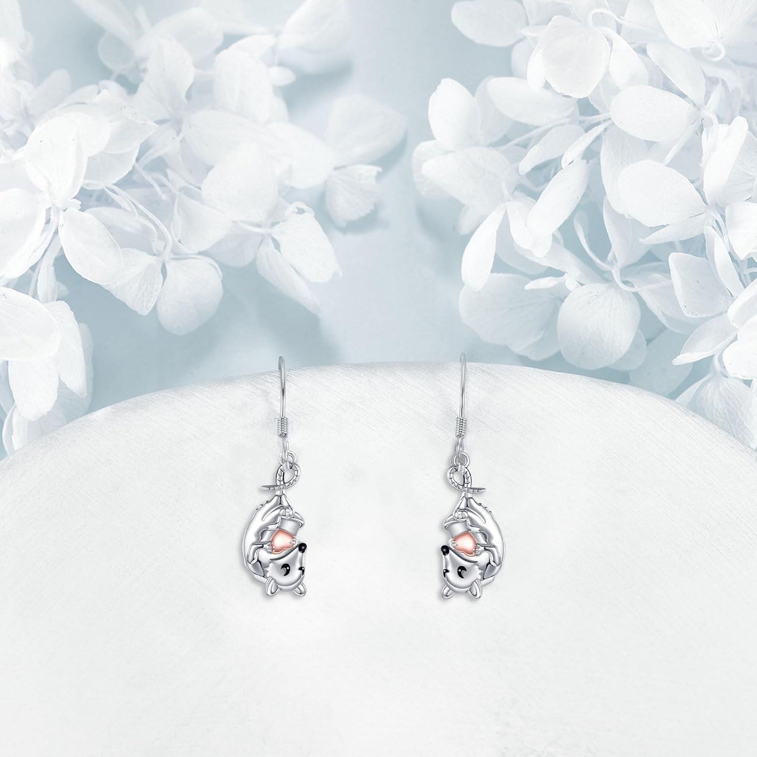 Sterling Silver Stone Possum Heart Earrings Women s Jewelry-0-3
