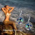 wholesale 925 Sterling Silver Abalone Shell Mermaid Leverback Drop Earrings-0-5