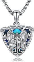 wholesale 925 Sterling Silver Angel with Sword and Cross Pendant Necklace for Men & Women-0-0