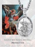 wholesale 925 Sterling Silver St Michael Archangel Pendant Protection Amulet Necklace w/ 3+2 Extender Chain -0-5