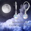 wholesale 925 Sterling Silver Rainbow Moonstone Leverback Filigree Drop Earrings-0-4