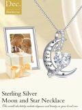 wholesale 925 Sterling Silver Birthstone Love You to the Moon Heart Necklace-0-1