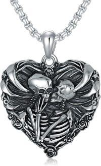 wholesale TOUPOP Skull Necklace S925 Sterling Silver Skeleton Lover Necklace Skeleton Skull Gothic Jewelry -undefined
