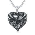 TOUPOP Sterling Silver S925 Skull Skeleton Lover Gothic Necklace-0-0