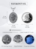 wholesale 925 Sterling Silver Saint Christopher Medal Protection Travelers Charm Pendant Necklace for Men Women 3D Engraved Cross -0-1