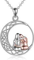 wholesale 925 Sterling Silver Celtic Knot Sisters Hugging Shoes Pendant Necklaces for 2 Girls/Women's Birthday Gift-0-0