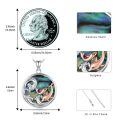 wholesale 925 Sterling Silver Dolphin & Ocean Wave Abalone Shell Pendant Necklace Beach  for Women-0-5