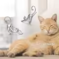 wholesale 925 Sterling Silver Hypoallergenic Cat Shaped Stud Earrings Wholesale for Women Girls Gifts 43mm Length-0-2