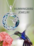 wholesale 925 Sterling Silver Blue Crystal Hummingbird Pendant Necklace for Women-0-5