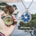 wholesale 925 Sterling Silver Blue Enamel & Cubic Zirconia Compass Pendant Necklace for Women - Graduation Gift-0-6