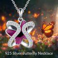 wholesale Sterling Silver Swarovski Crystal Infinity Butterfly Pendant Necklace-0-2