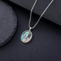 wholesale 925 Sterling Silver Saint Sebastian Pendant with Abalone Shell and Chain - Religious Protection Amulet Jewelry for Men -0-3