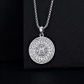 wholesale 925 Sterling Silver Protection Pendant Aztec Calendar Charm with Wolf Head and Stars on 30+2 Extender Chain for Men & Women-0-4