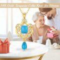wholesale 14K Gold Natural Turquoise Pendant with Moissanites and Chain - 3 Stone Design-0-2
