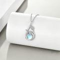 wholesale 925 Sterling Silver Blue Moonstone Tulip Pendant Necklace for Women-0-3