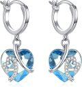 wholesale 925 Sterling Silver Purple Blue Crystal Heart Drop Hoops for Women-0-8