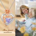 wholesale  Sterling Silver Rose Quartz Heart Pendant Necklace for Women -0-33