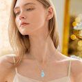 wholesale Larimar Necklace Sterling Silver Rose Flower Pendant Necklace Rose Love Jewelry Anniversary Christmas Gifts For Women Wife Girlfriend Her Girlfriend Wife -0-1