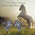 wholesale 925 Sterling Silver Heart-Shaped Horse Stud Earrings for Women - Hypoallergenic -0-5