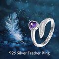 wholesale 925 Sterling Silver White Opal Leaf Heart Adjustable Open Ring Women-0-2